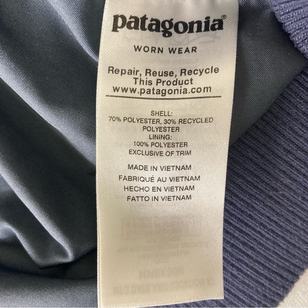 Patagonia Worn Wear Los Gatos Thick Fleece Blue Bomber Jacket Women's Small - Picture 12 of 16